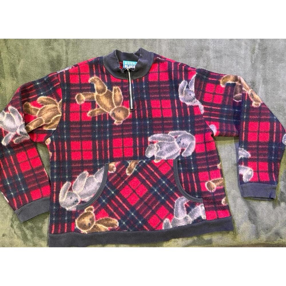 VTG 90s Teddy Bear Fleece Sweater